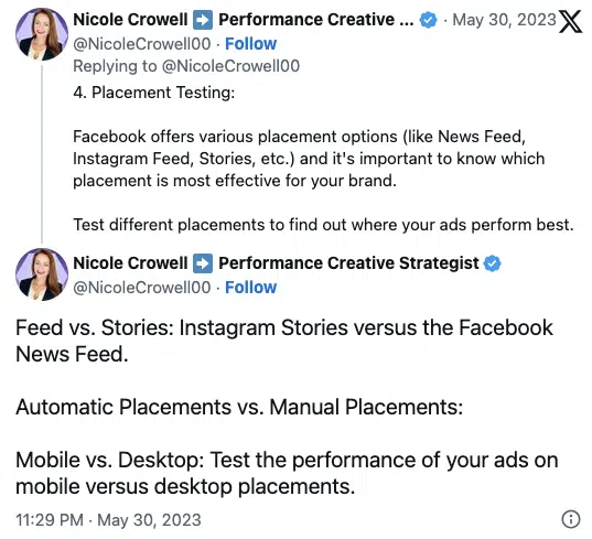 Méta-annonces Facebook contre Instagram