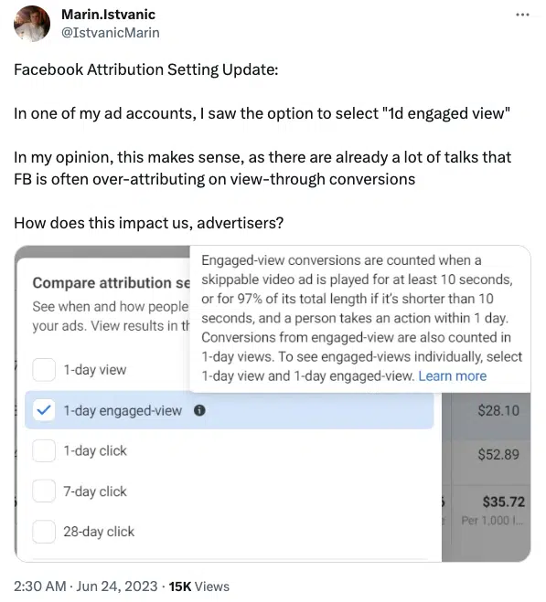 Attribution des publicités Facebook