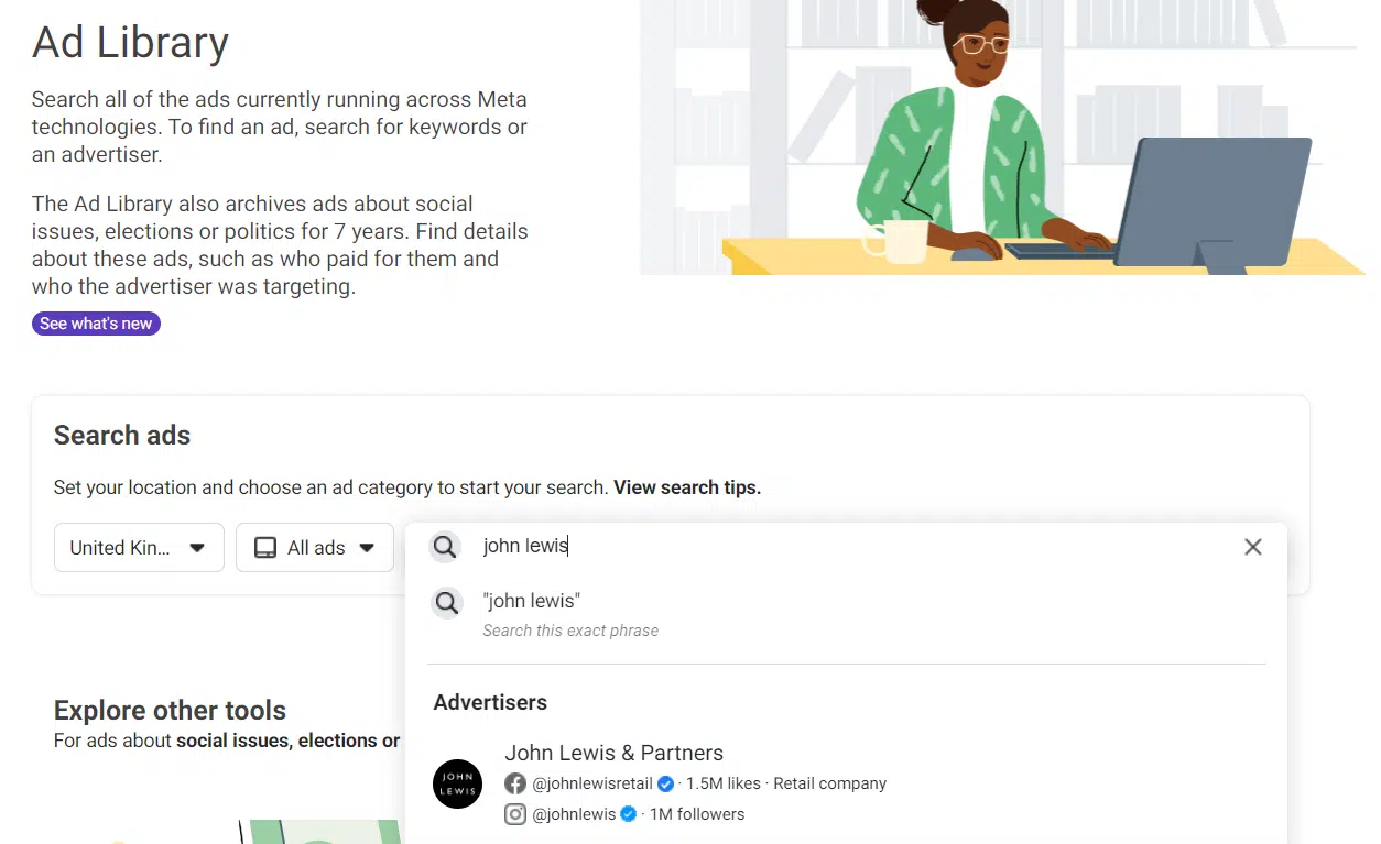 Bibliothèque de publicités Facebook