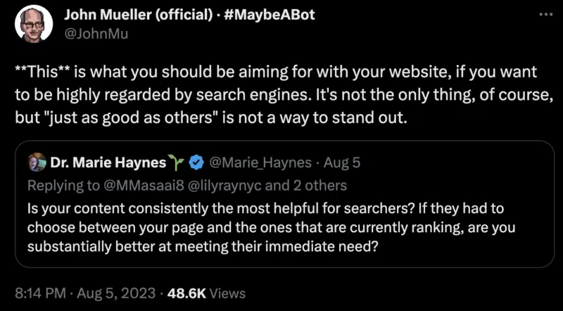 Réponse Twitter de JohnMu 800x442