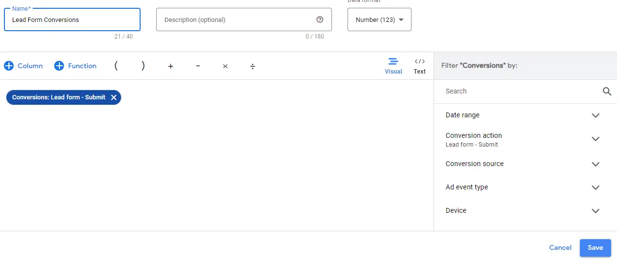 Google Ads – Colonne personnalisée pour les actions de conversion