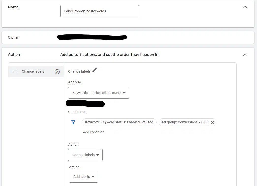 Google Ads – Modifier les libellés