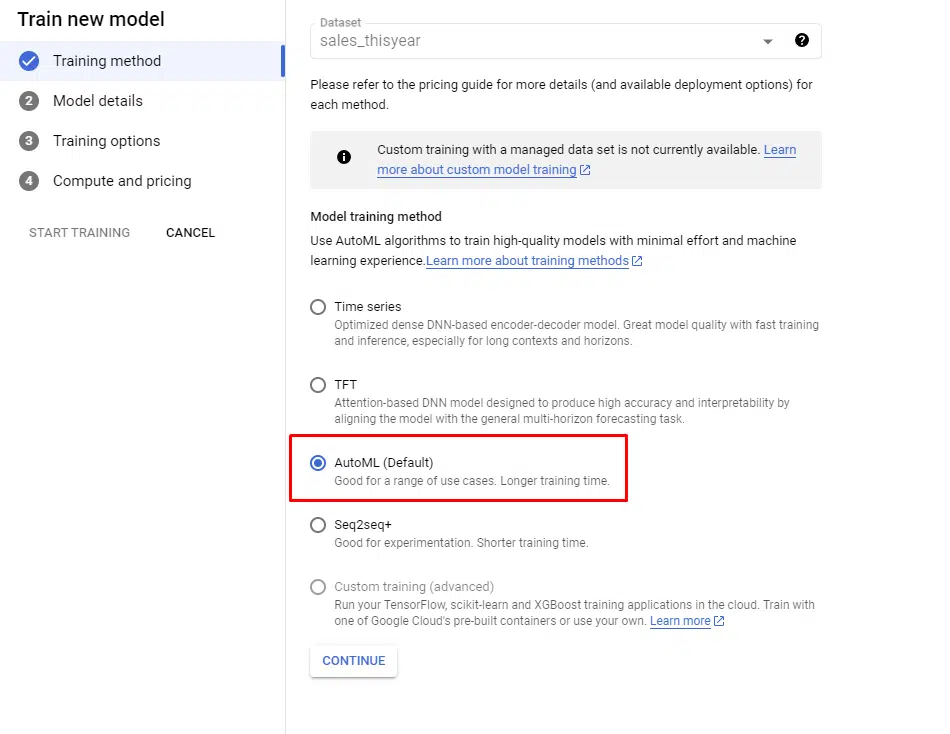 Google Cloud – Méthode d'entraînement Vertex AI