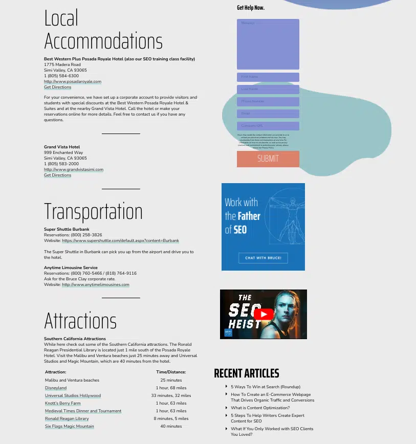 Transports, hébergement, attractions