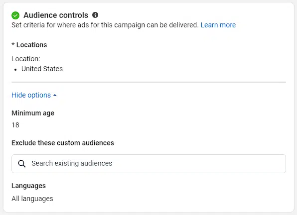 Contrôles d'audience Advantage Plus