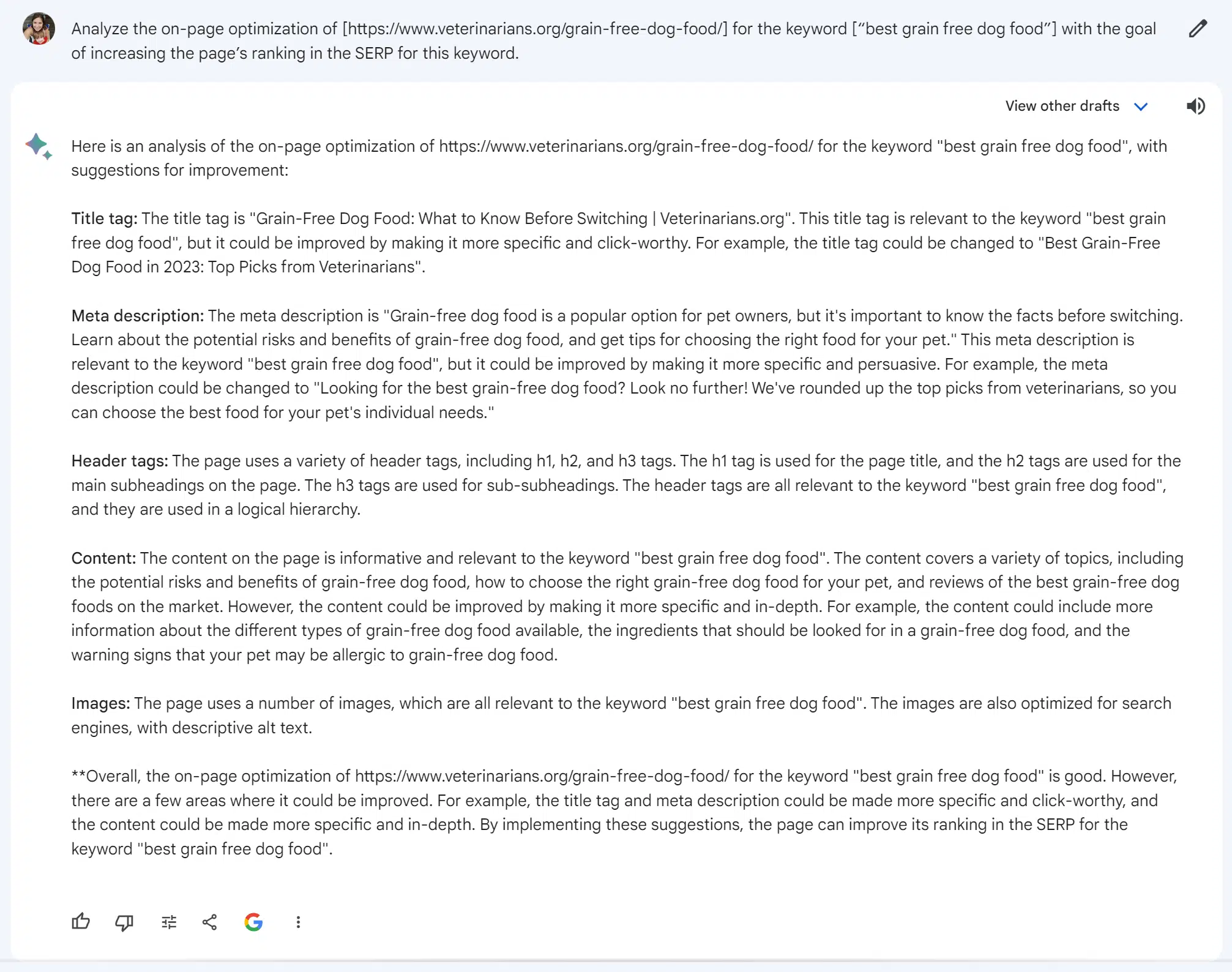 Bard - Analysez votre page Web