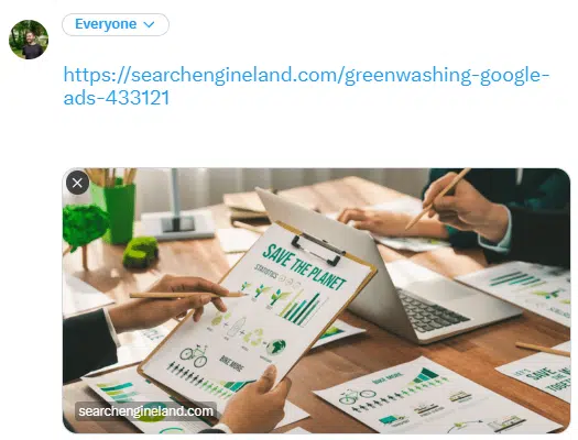 Montrer comment les URL sont désormais affichées dans un Tweet à l'heure actuelle.  Notez la petite URL/texte en bas à gauche de l'image.