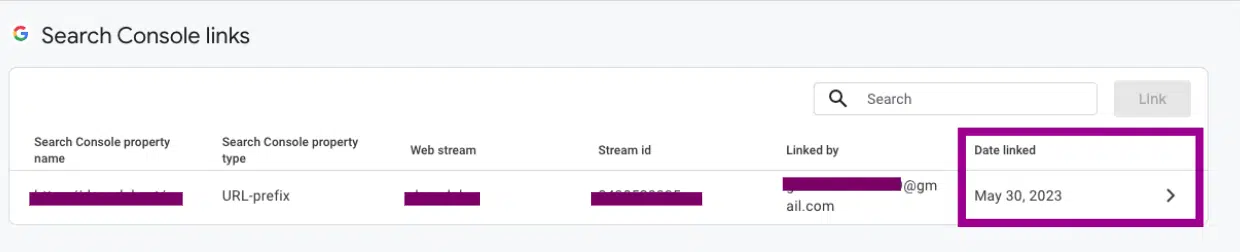 Lier GA4 à GSC - Étape 4