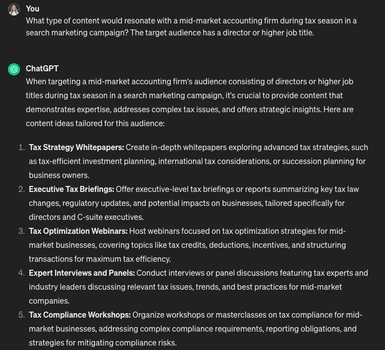 Création de contenu ChatGPT PPC