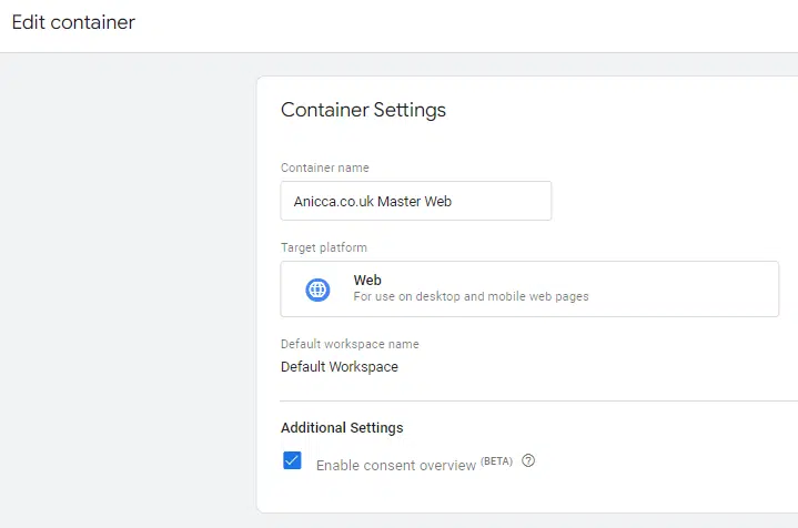 Vérification de la configuration du consentement des balises dans Google Tag Manager