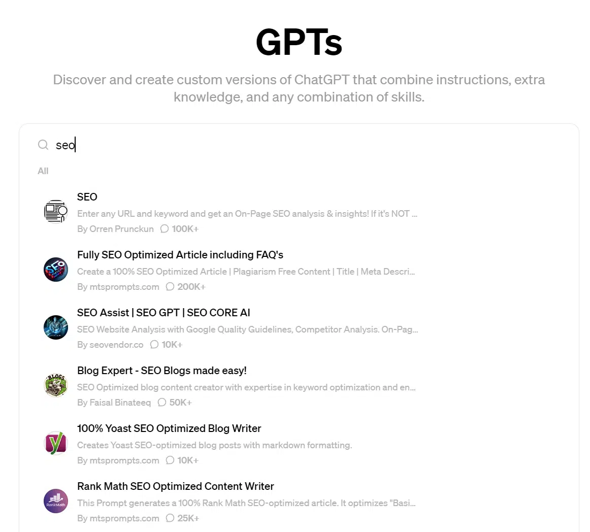 GPT personnalisés via OpenAI