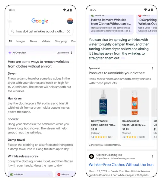 Combo de présentation des annonces dans l'IA