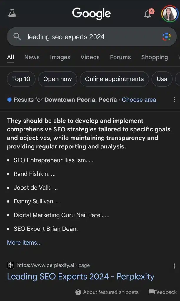 Extrait en vedette de la page Perplexité
