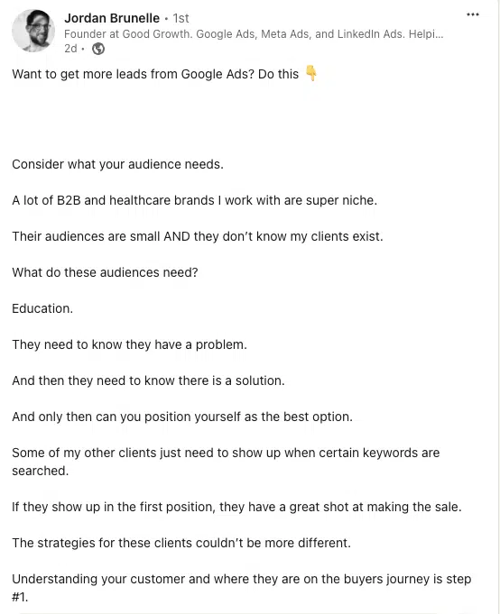 Jordan Brunelle sur LinkedIn - Éducation des clients
