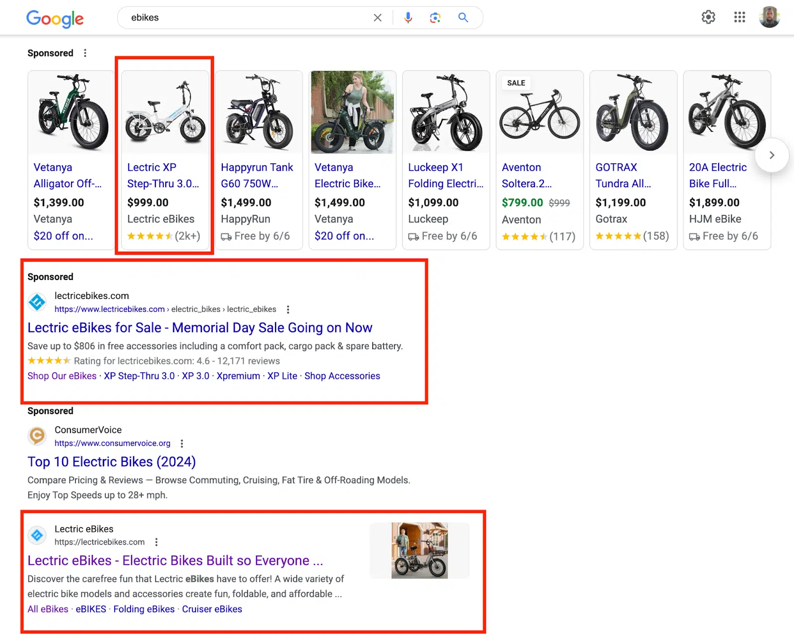 Mise en page Google SERP pour