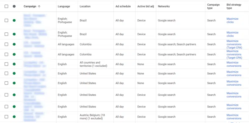 Cohérence des paramètres de campagne