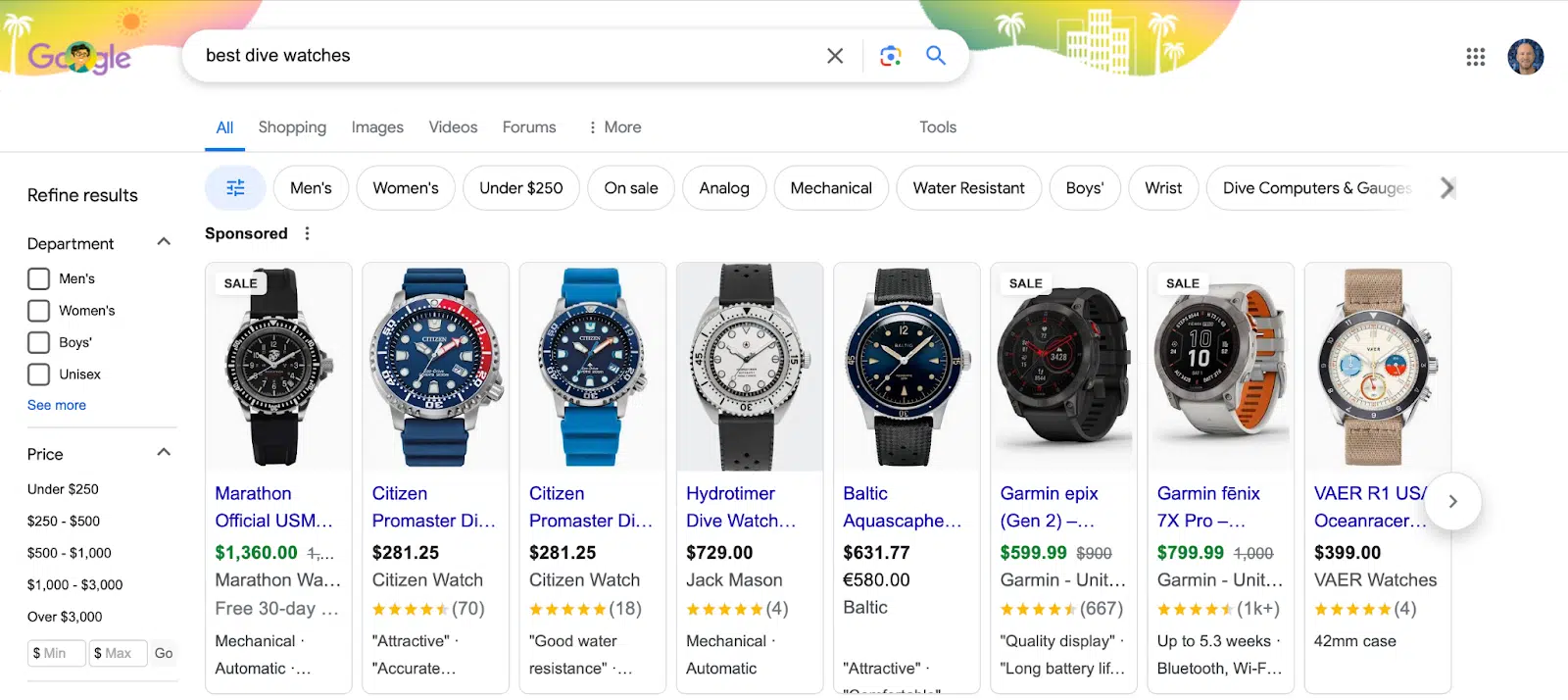 Google – les meilleures montres de plongée