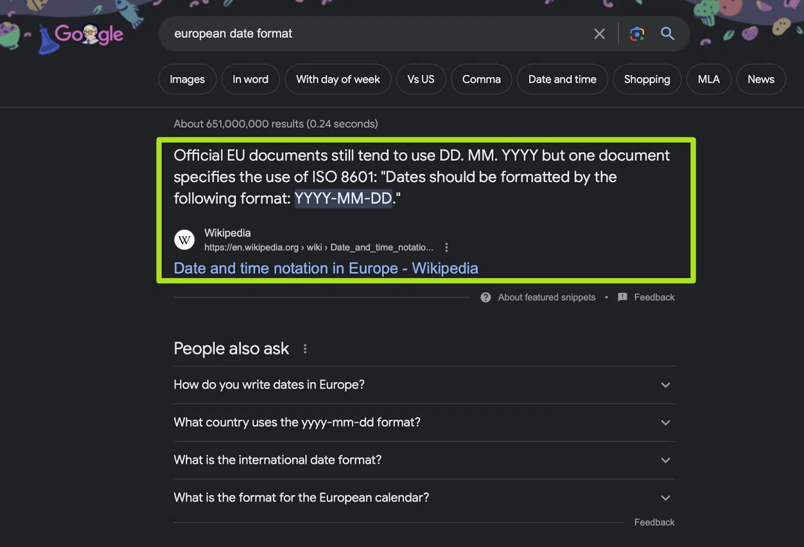 Google - Format de date européen