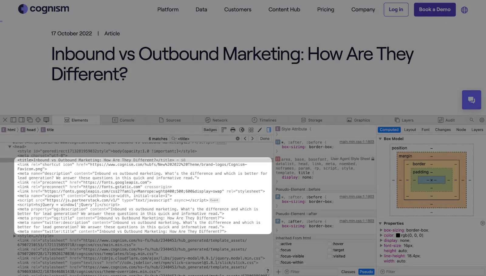 Cognism on-page SEO