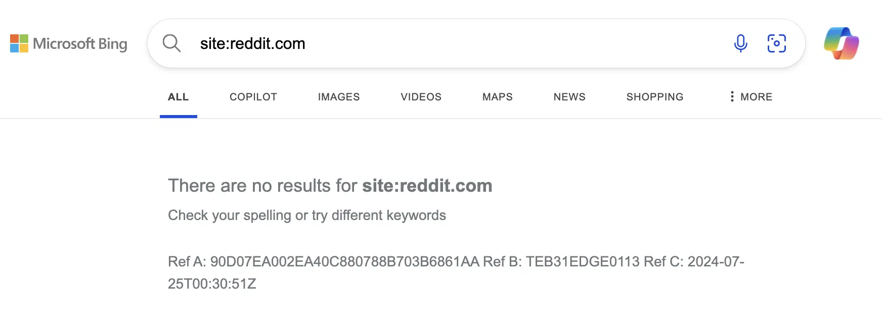 Indice Bing Reddit la semaine dernière