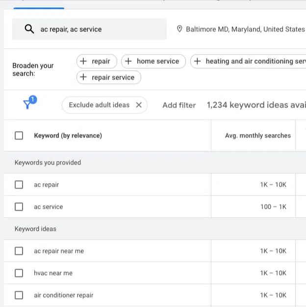 Idées de mots clés – Google
