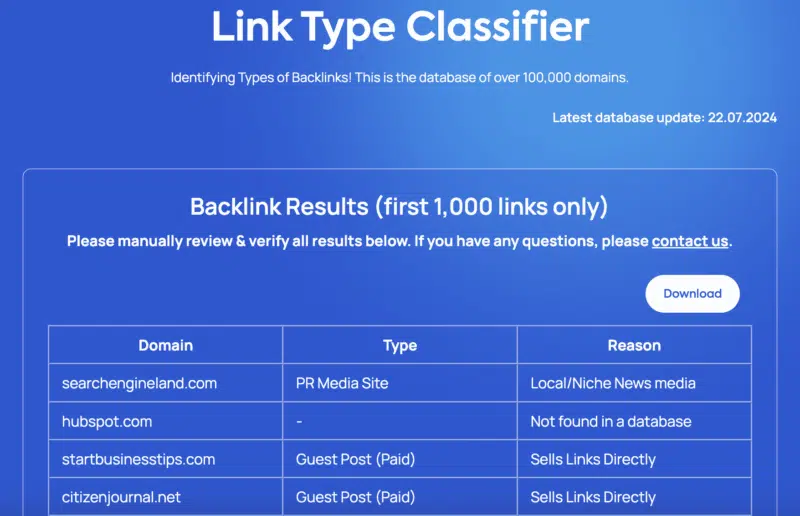 Admix 9ème résultat du classificateur de type de lien