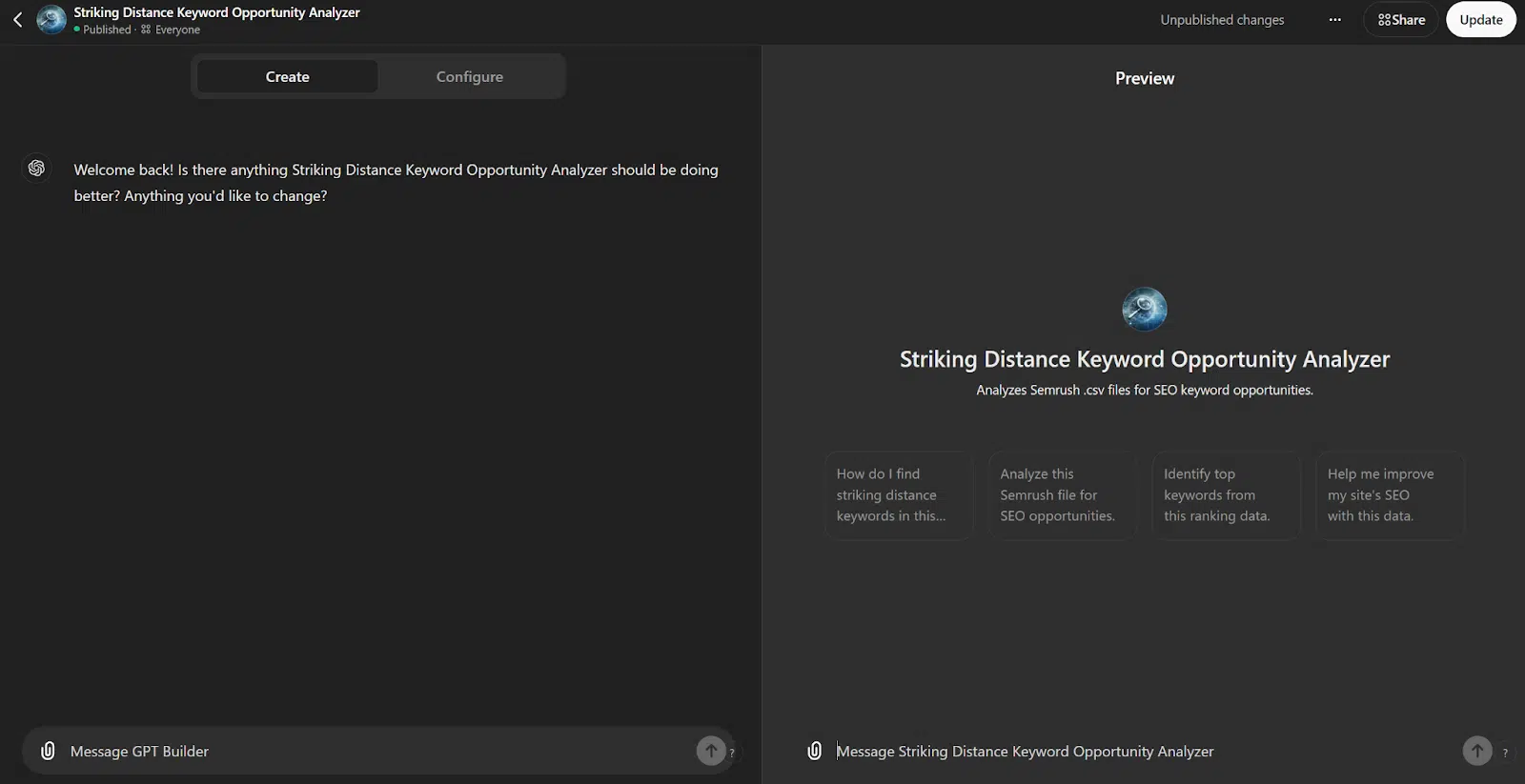 GPT personnalisé - Analyseur d'opportunités de mots clés à distance de frappe