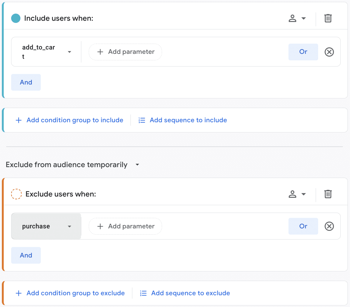 Audience Builder – Fonction « Exclure »
