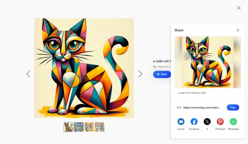 Partager le créateur d'images Bing