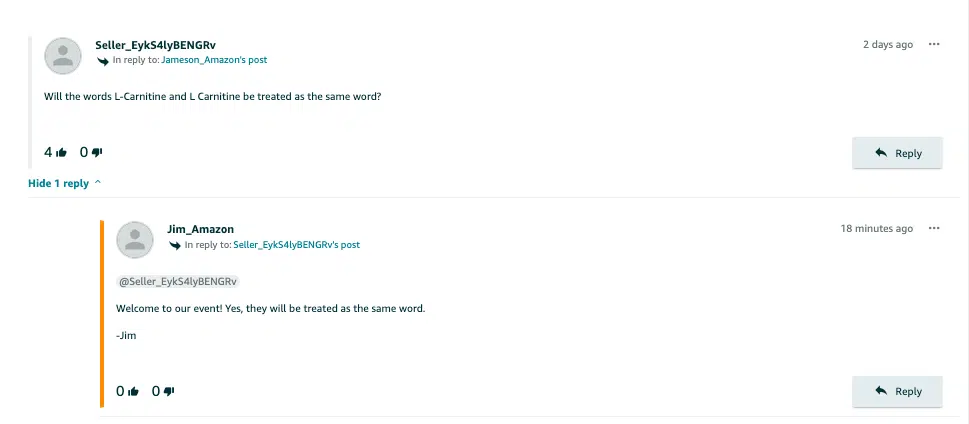 Amazon AMA – Mots en double