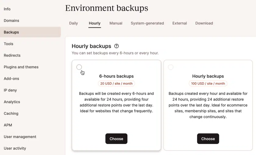 Planifiez les sauvegardes à un rythme qui a du sens pour vos clients avec Kinsta.