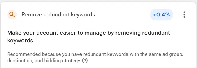 Google Ads - Supprimer les mots clés redondants