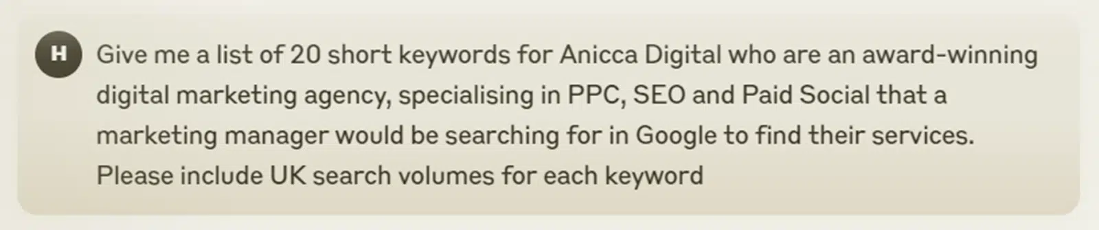 Comprendre ce que les utilisateurs recherchent - Exemple d'invite