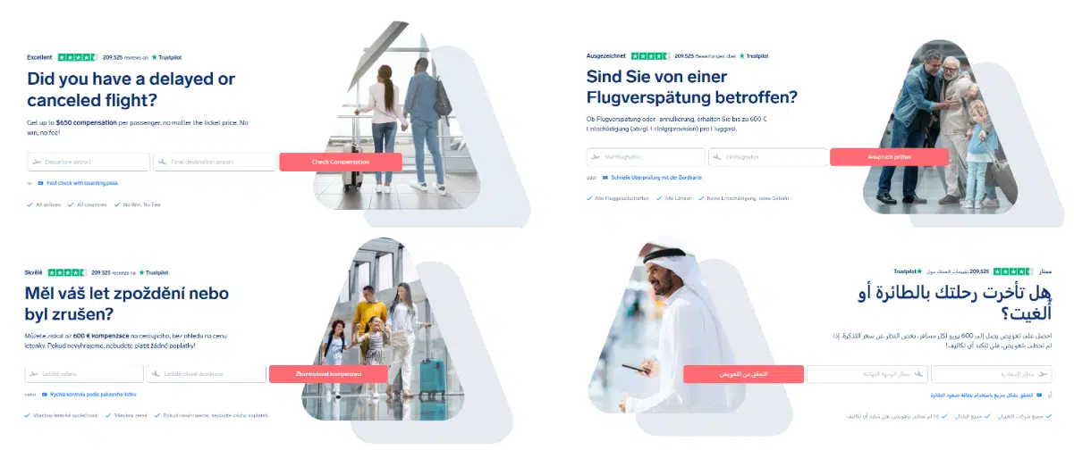 Images localisées pour les clients allemands, tchèques et arabophones.