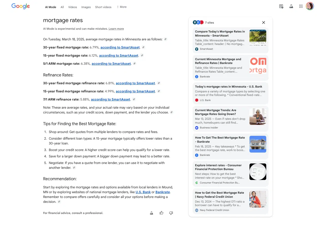 Taux hypothécaires en mode Google AI