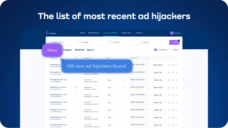 La liste des pirates d'annonces les plus récentes.