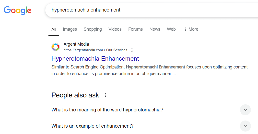 Recherche Google - Amélioration de l'hypnerotomachie