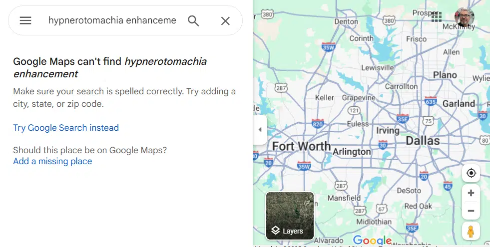 Google Maps Search - Hypnerotomachia Amélioration
