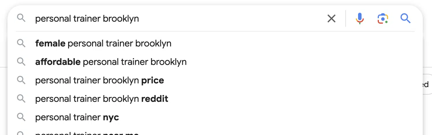 Recherche de recherche sur Google - Trainer personnel Brooklyn