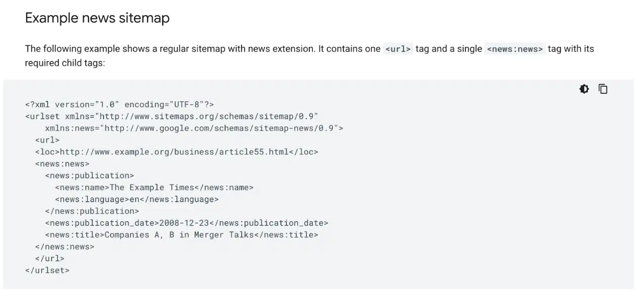 News Sitemap pour les articles